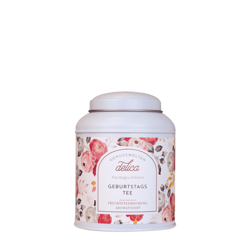 Geburtstagstee - Fruechtetee mit Zuckerherzen - Dose - 100g