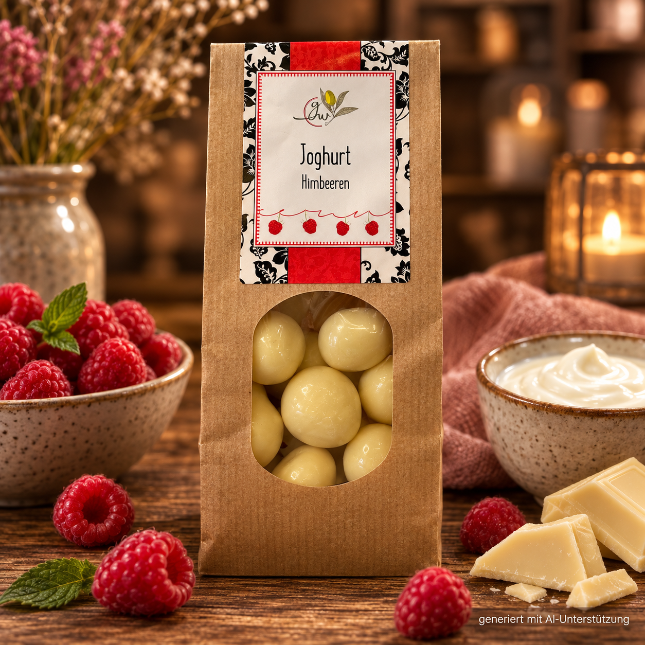 Himbeeren in weißer Schokolade - 150g