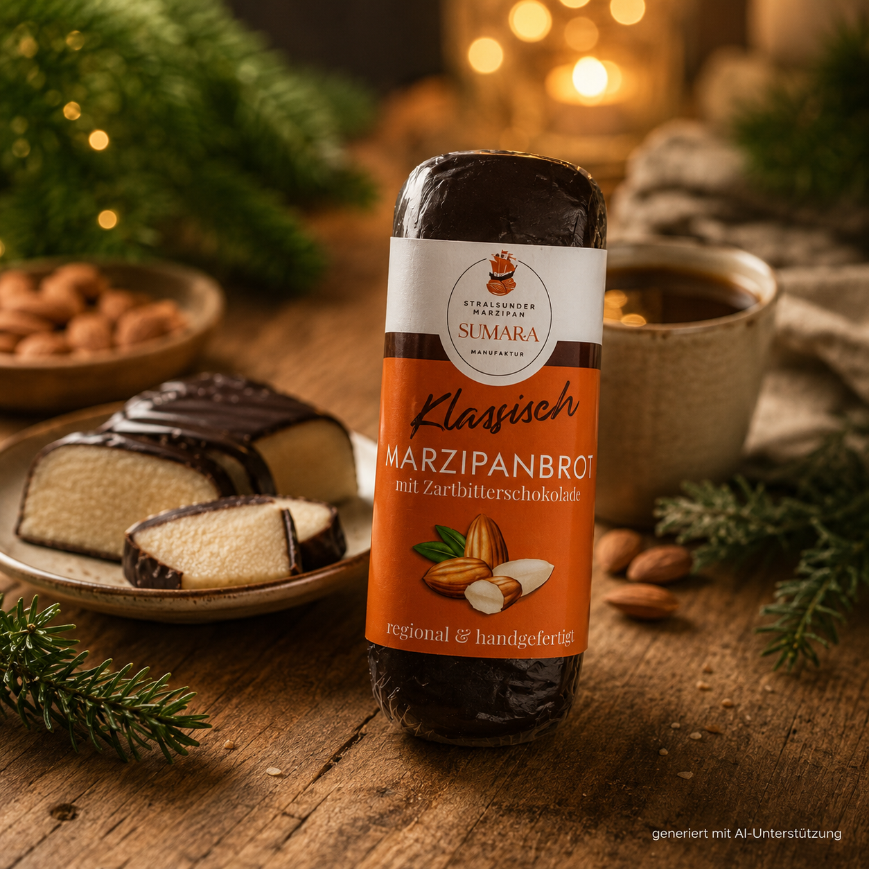 Marzipanbrot mit Zartbitterschokolade - 60g