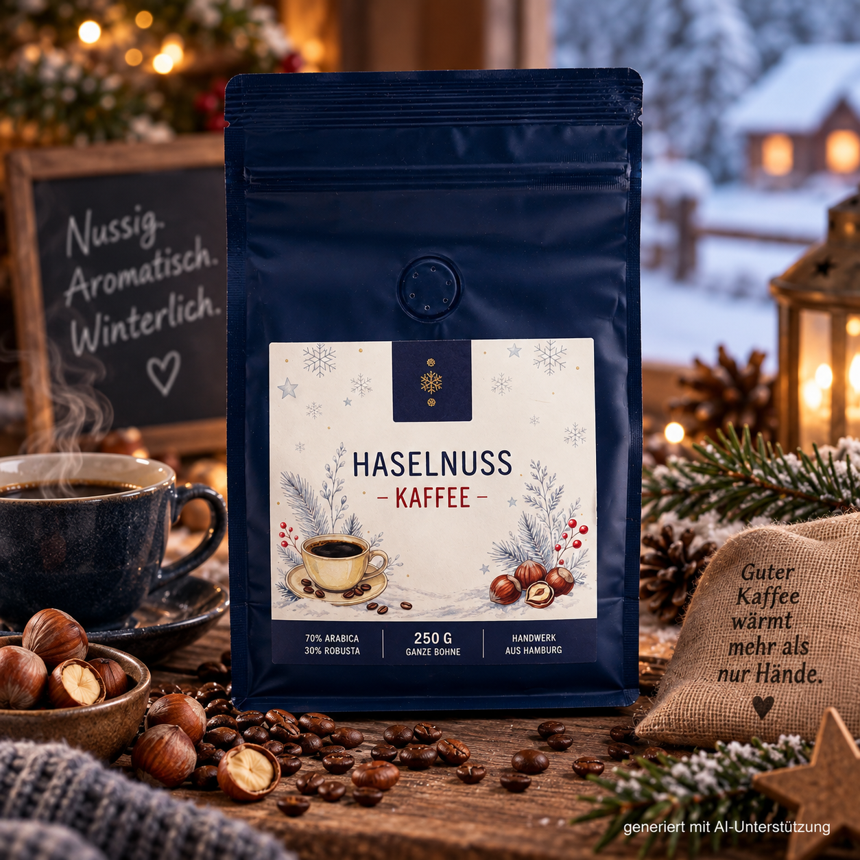 Winterzeit - Haselnuss - arom. Kaffee 250g - ganze Bohne