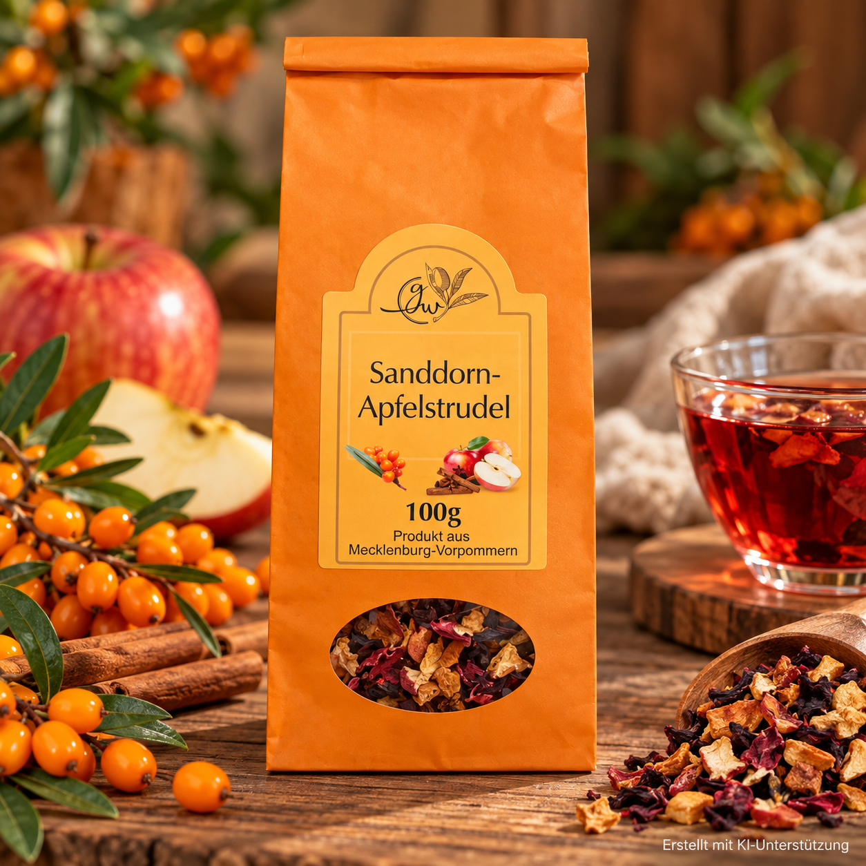 Sanddorn Apfelstrudel Fruechtetee - 100g