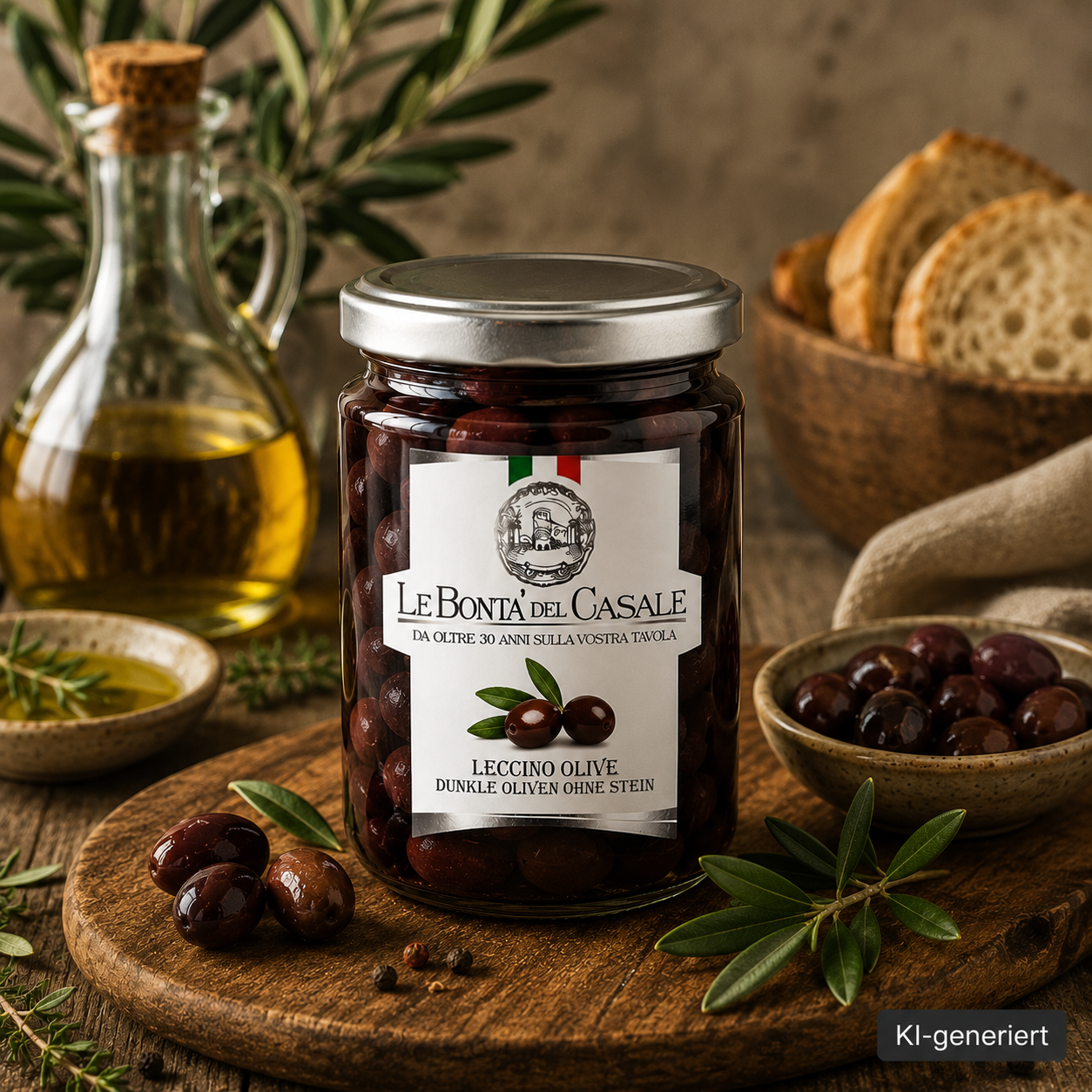 Olive Leccino - Dunkle Oliven - 280g