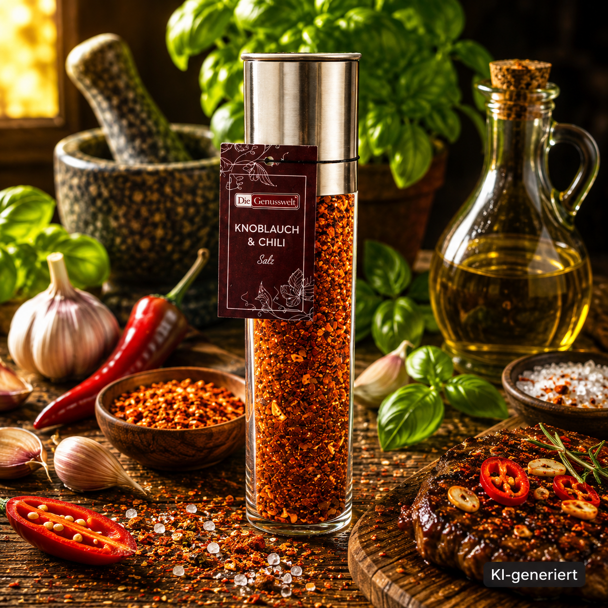 Knoblauch Chili Salz in der Muehle - 225g
