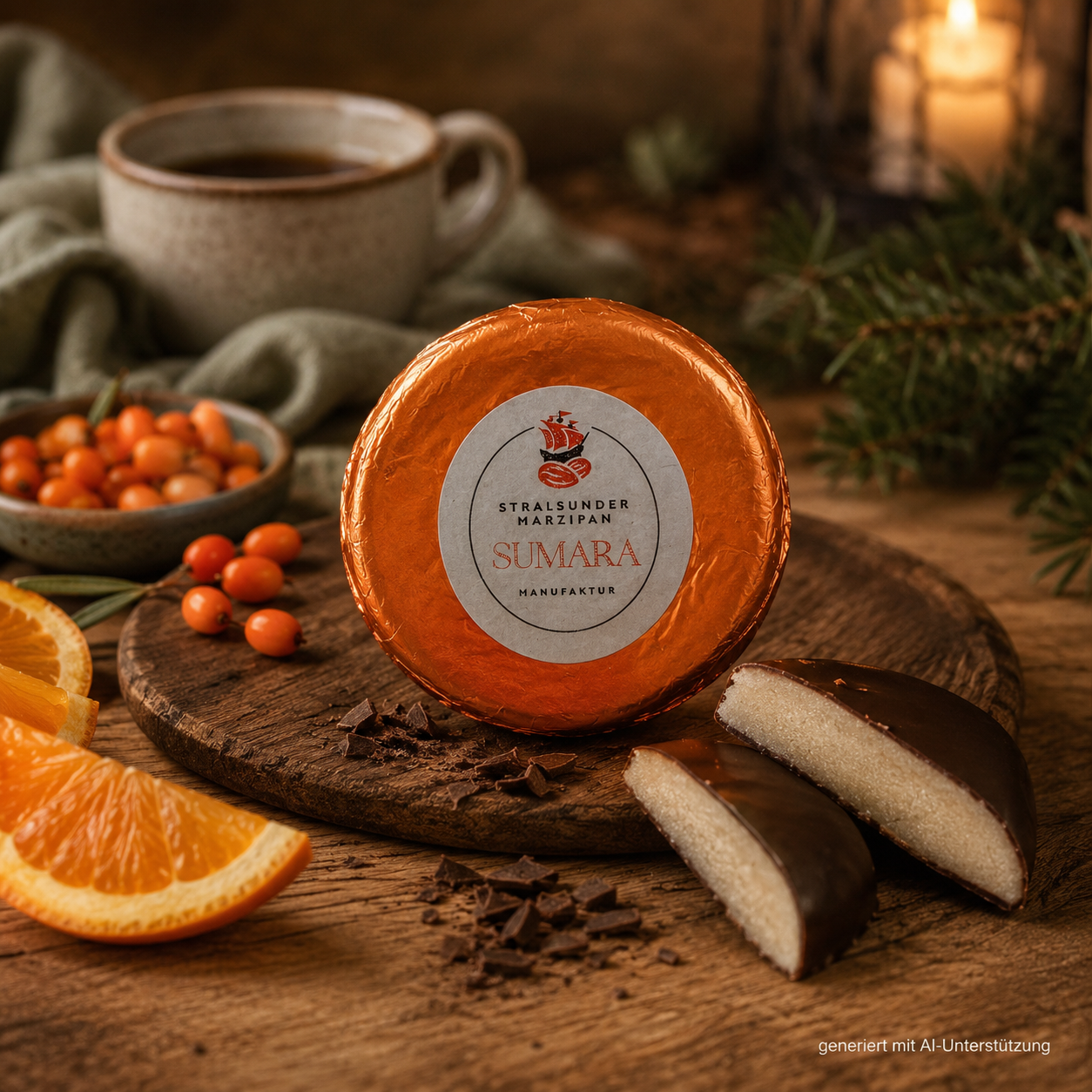 Sanddorn Orangentaler Marzipan - 35g