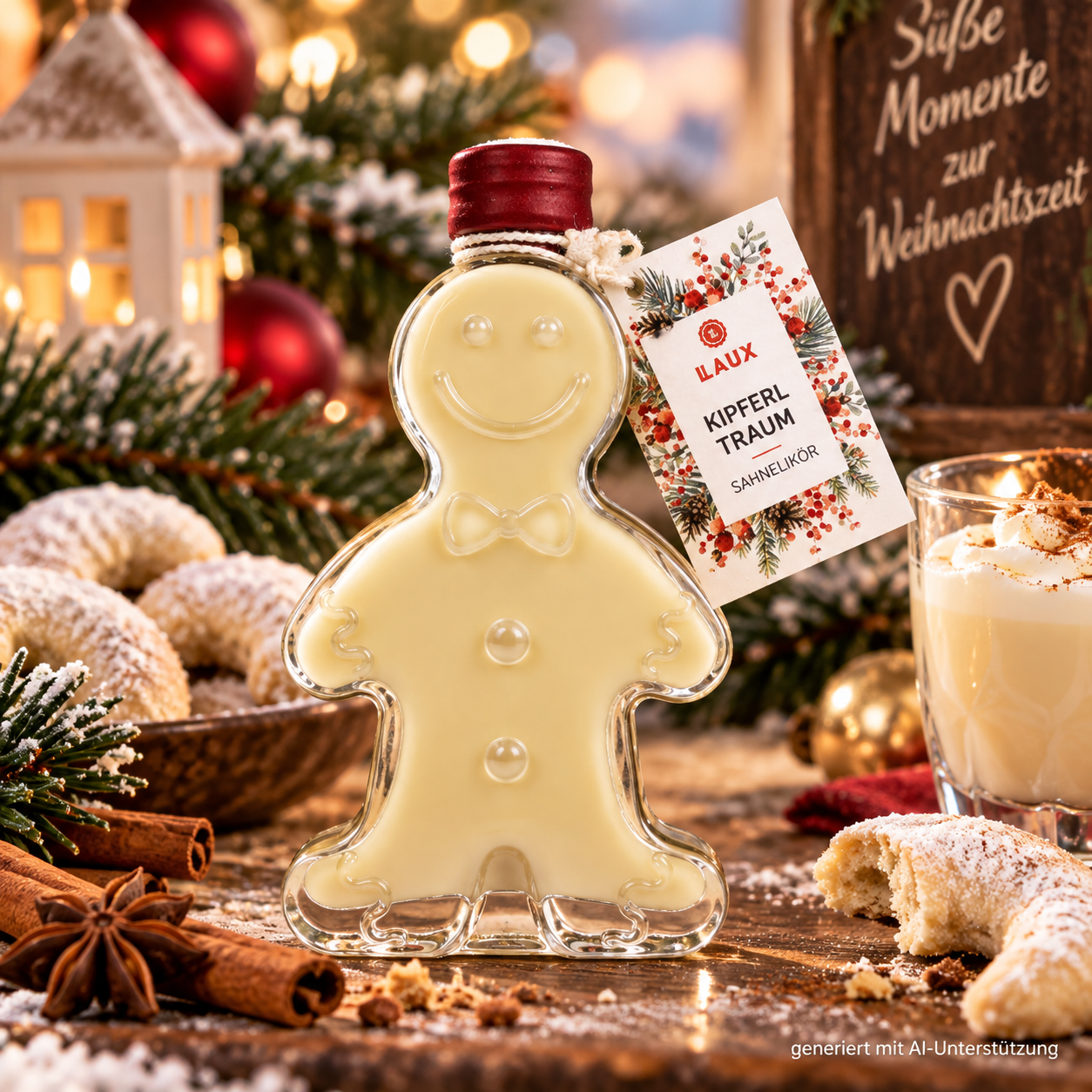 Seelenschmeichler Sahnelikoer Vanillekipferl) - Lebkuchenmann - 17% vol. - 50ml