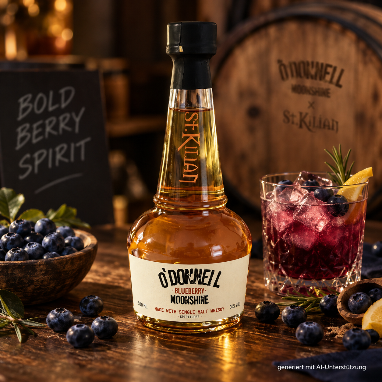 Blueberry Moonshine made with Single Malt Whisky - 30% vol. - 500ml