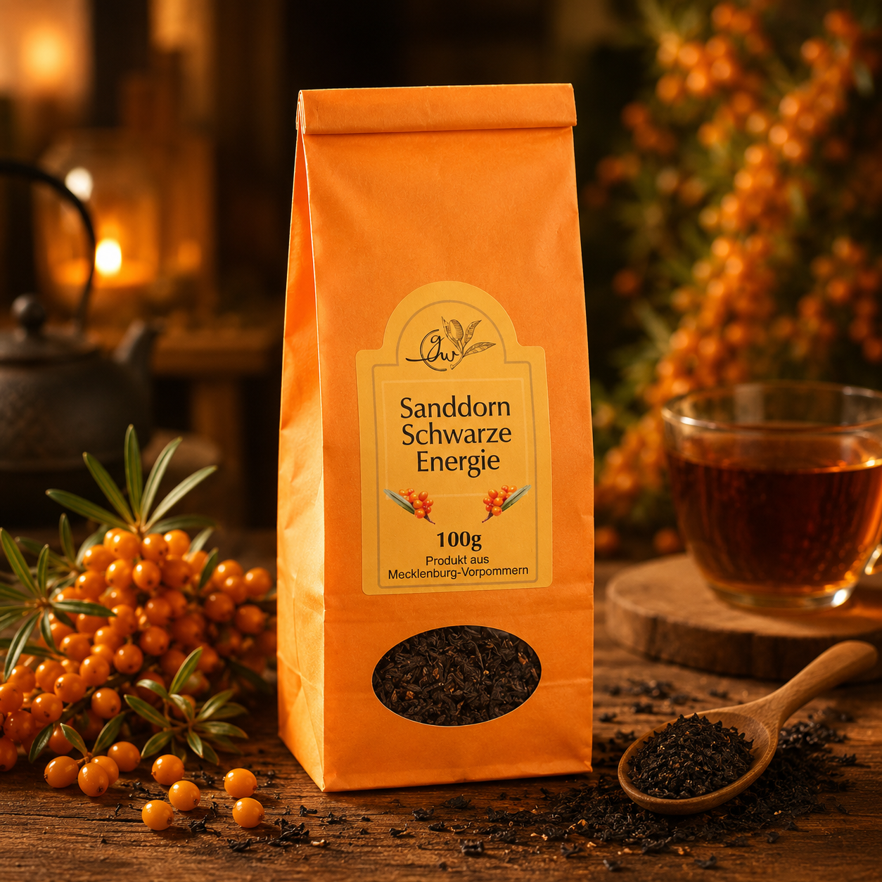 Sanddorn schwarze Energie - Schwarztee ohne Aroma - 100g
