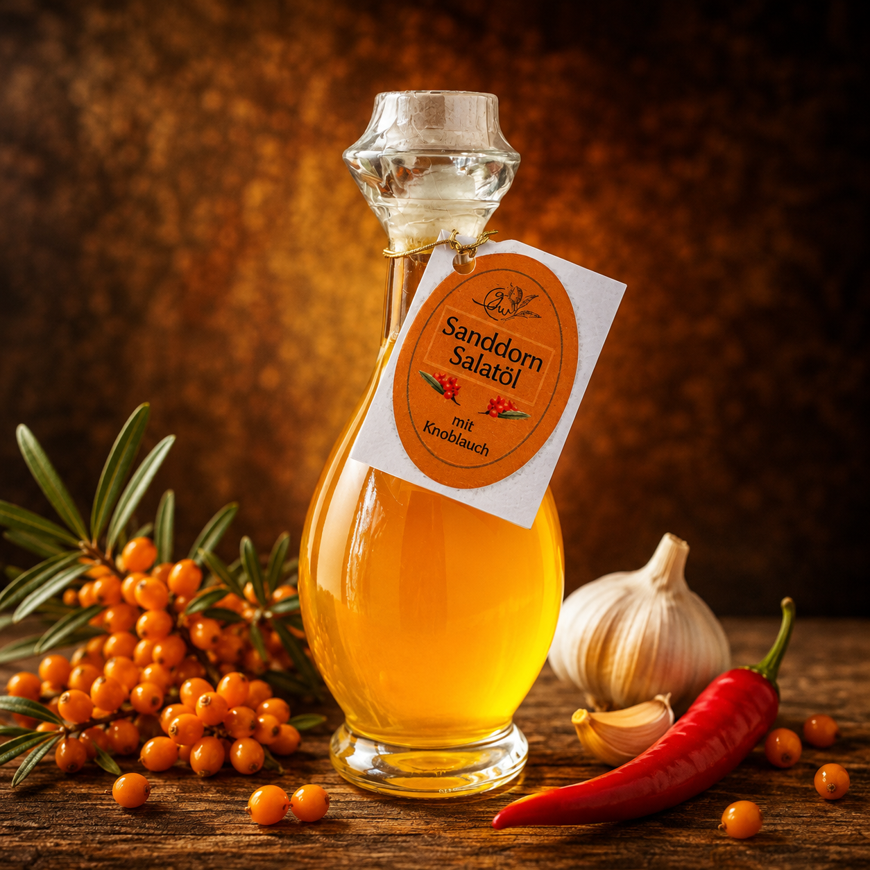 Sanddorn Salatöl mit Knoblauch - 250ml